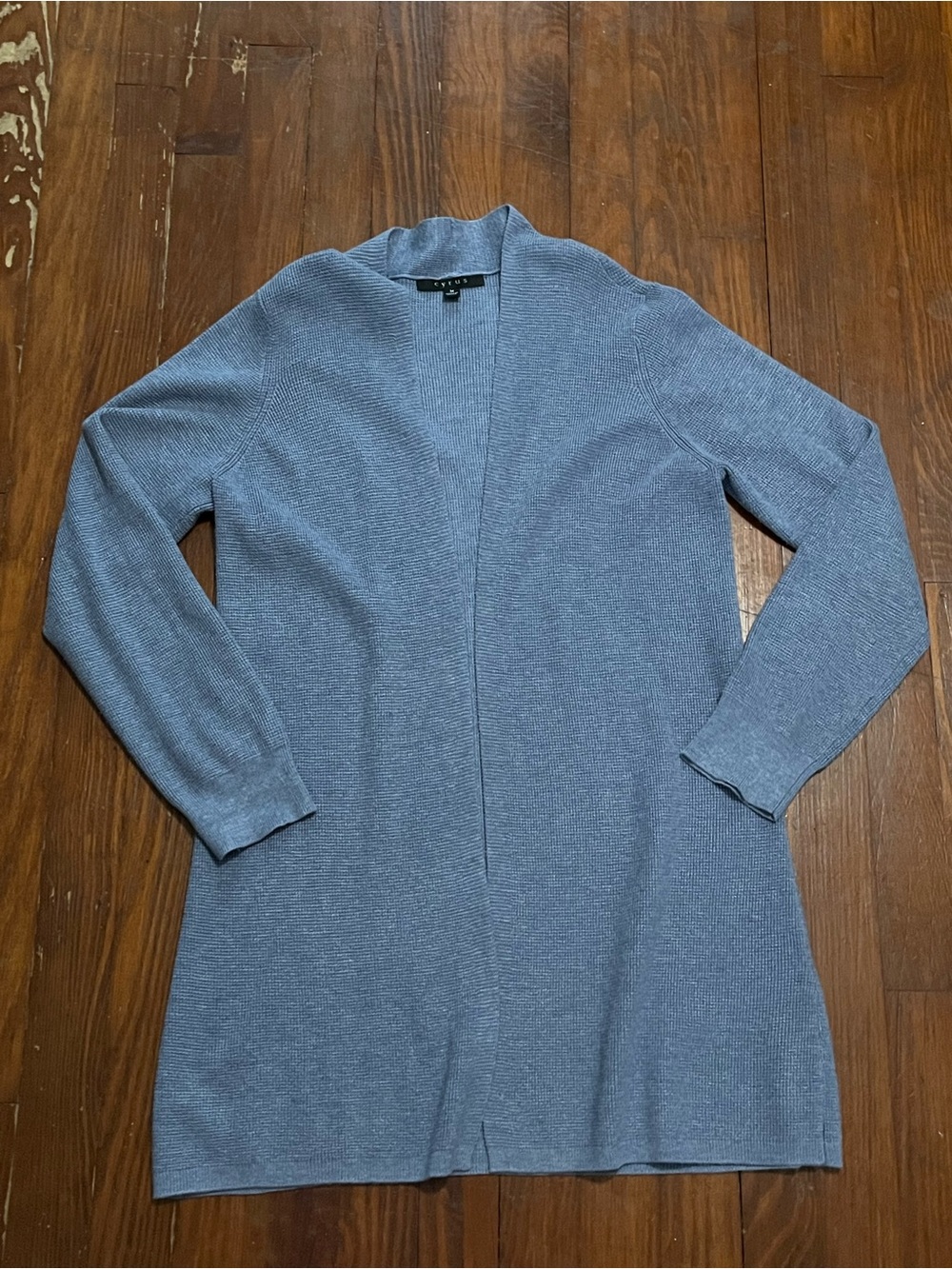 Cyrus Open-Front Long Cardigan Sweater - Light Blue